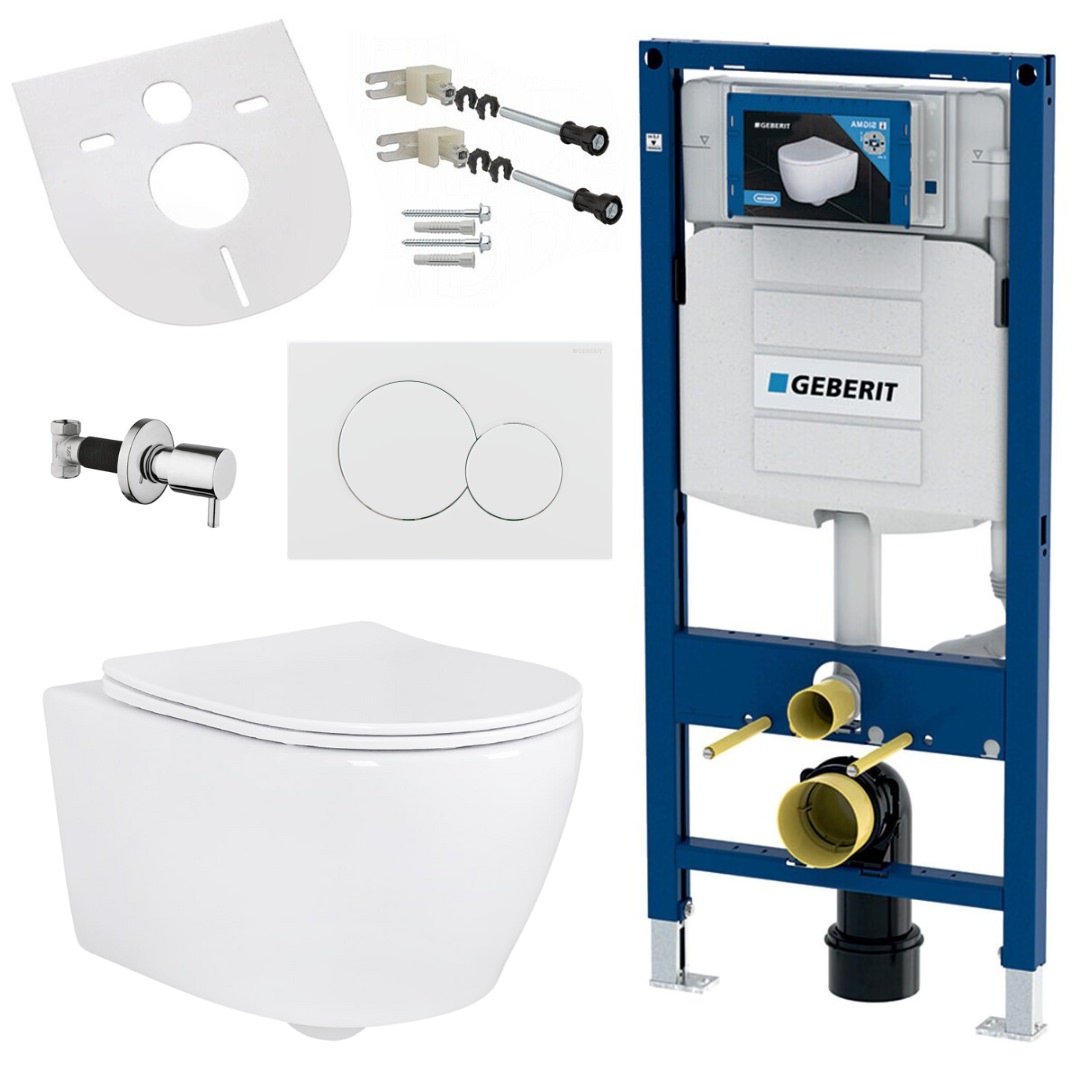 Geberit Hänge Wand Dusch WC Spülrandlos Toilette Taharet/Bidet Ventil Vorwandelement Set