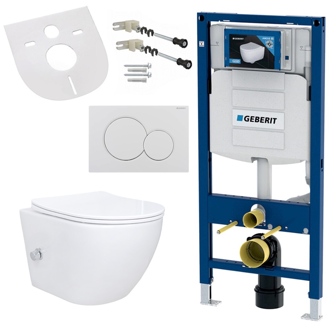 Spülrandloses Wand Hänge WC Set Taharet Toilette Randlos kompatibel mit Geberit Vorwandelement