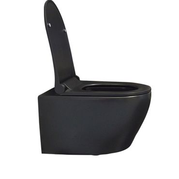 Spülrandloses Hänge-WC mit Softclose Sitz, Schallschutz und schwarzer Betätigungsplatte passend für Geberit Vorwandelement