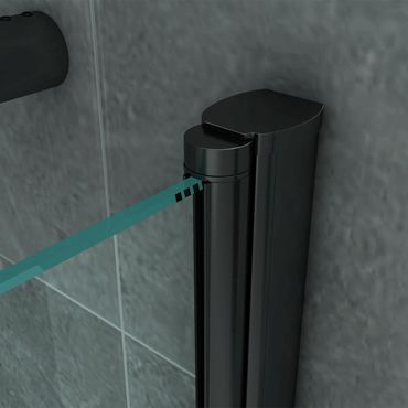 Aloni Duschtür mit Seitenteil 6mm matt-schwarzes Profil 80x80x190cm