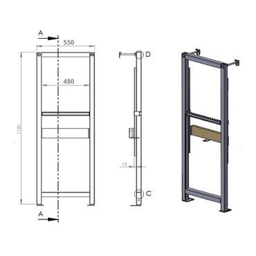 Belvit Waschtisch-Vorwandelement für die Montage von wandhängenden Waschtischen / Einlocharmaturen