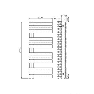 Elektrischer Badheizkörper Paneel Anschluss links schwarz 1200x500 (HxB) 593W