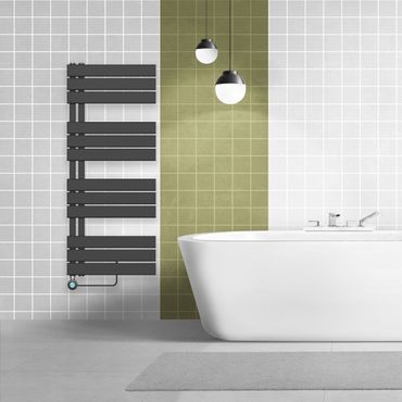 Elektrischer Badheizkörper Paneel Anschluss links schwarz 1600x500 (HxB) 755W