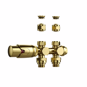Thermostatische Heizkörperventile für Wand- und Bodenmontage in gebürstetem Gold – 1/2M x 16/2 M30