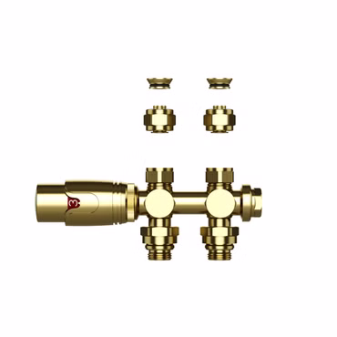 Thermostatische Heizkörperventile für Wand- und Bodenmontage in gebürstetem Gold – 1/2M x 16/2 M30