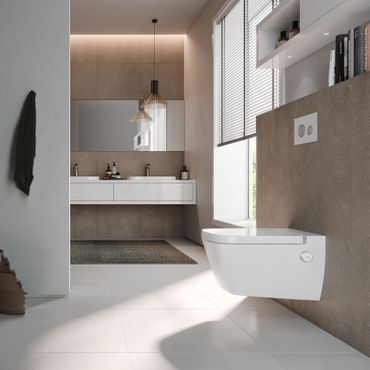 TECEone WC mit Duschfunktion Kaltwasser ohne Strom weiß randlos selbstreinigend BELGAQUA