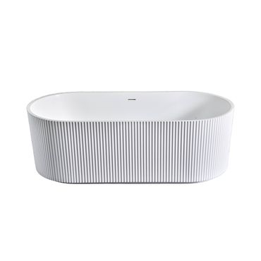 Belvit Freistehendes Bad Rondo Acryl mit Vertikalen Streifen in Matt Weiß – 170x80x58cm