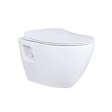 Creavit Hänge WC Set Weiß spülrandlos mit Edelstahl Bidet, Softclose WC Sitz und 3/6 L Vorwandelement Unterputz Komplettset
