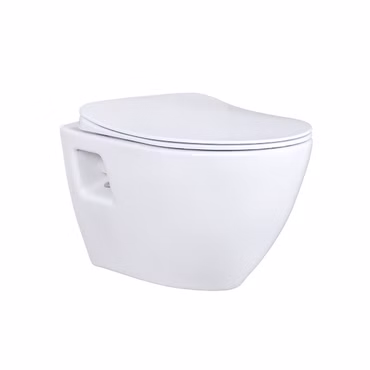 Creavit Hänge WC Set Weiß spülrandlos mit Edelstahl Bidet, Softclose WC Sitz und 3/6 L Vorwandelement Unterputz Komplettset