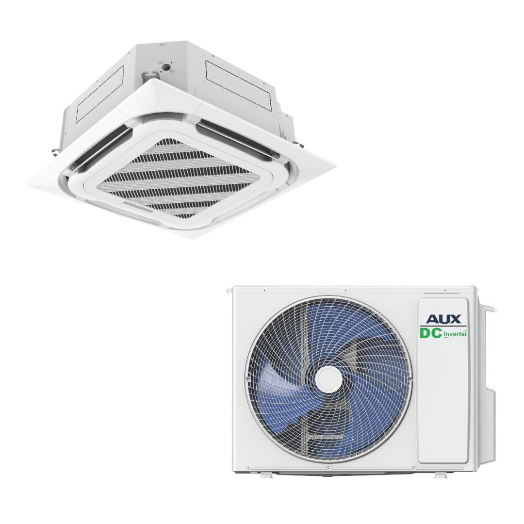 AUX Klimaanlage Set Deckenkassette 12000 BTU (3,5 kW) mit 12000 BTU (3,5 kW) Außengerät R32 Weiß zum Kühlen und Heizen