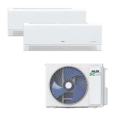 AUX Multi Split Klimaanlage Set 18000 BTU (5,3 kW) Außengerät + 2x 9000 BTU (je 2,6 kW) Wandgerät WLAN Steuerung R32 Mattweiß