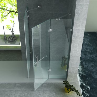 Belvit Duschkabine mit Pendeltür 8 mm ESG Glas mit Nano Beschichtung 80x120x195 cm