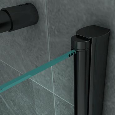 Belvit Duschkabine Drehtür 6 mm Sicherheitsglas Matt Schwarz mit Seitenwand 80x80x190 cm