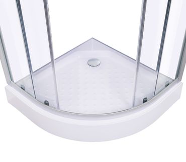 Belvit Eck-Duschkabine Viertelkreis mit Schiebetür und Duschwanne 80x80x200cm