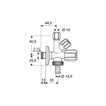 Schell Kombi-Eckventil COMFORT 1/2 mit Geräteanschluss 3/4, Rückflussverhinderer, Fettkammeroberteil, ASAG easy, verchromt
