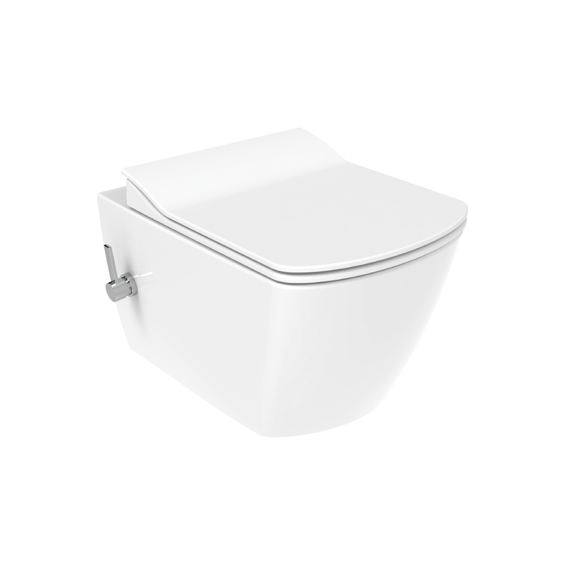 Creavit Elegant Wand WC mit Bidetfunktion randlos Weiß glänzend Kaltwasser ohne WC Sitz