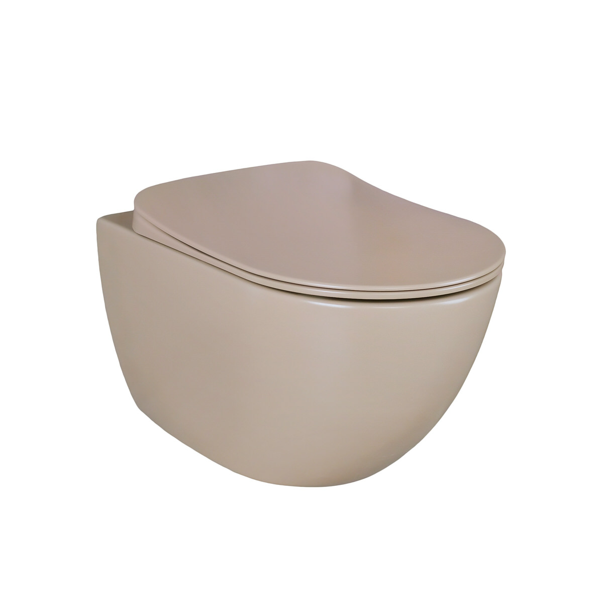 Creavit Rimoff Hänge WC Set mit Taharet/- Bidetfunktion matt Cappuccino spülrandlos antibakteriell Duroplast Softclose WC Sitz