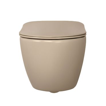Creavit Rimoff WC Set Hänge WC matt Cappuccino randlos antibakteriell mit Softclose Sitz Duroplast Inox