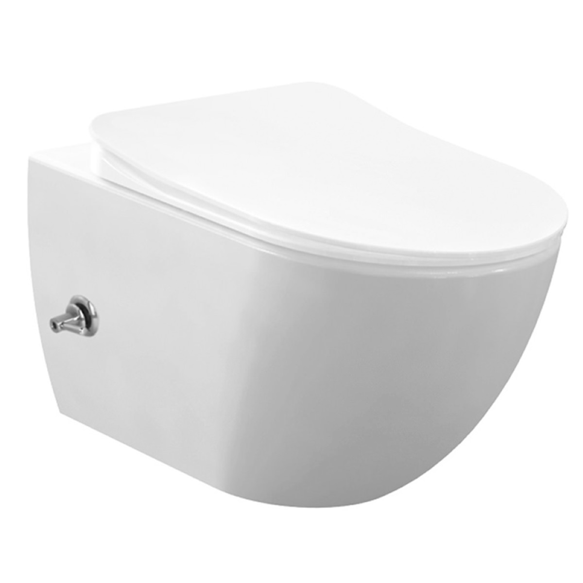 Creavit Rimoff Wand WC Set mit Bidetfunktion Edelstahl Düse Weiß mit Softclose WC Sitz Duroplast