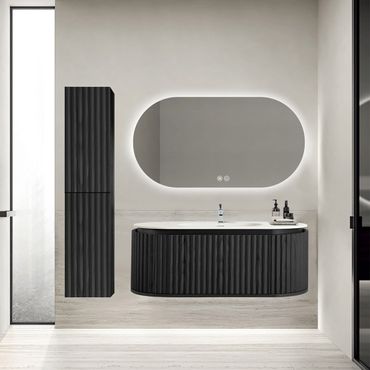 BEGONIA Waschtisch 100 cm mattweiß Kunstmarmor 1 Becken Hahnloch mit Überlauf