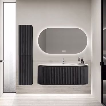 BEGONIA Waschtisch 100 cm mattweiß Kunstmarmor 1 Becken Hahnloch mit Überlauf