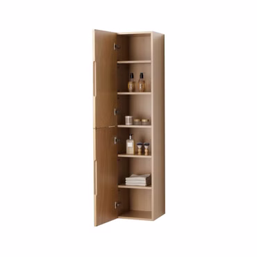 BELVIT ISARA Hochschrank 160cm 2 Türen Grifflos Softclose Reversibel Eiche Natur Multiplex Eschenfurnier