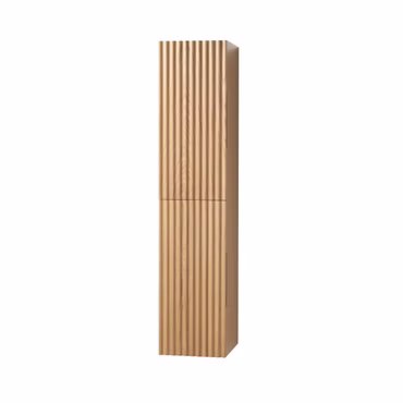 BELVIT ISARA Hochschrank 160cm 2 Türen Grifflos Softclose Reversibel Eiche Natur Multiplex Eschenfurnier