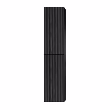 BELVIT ISARA Hochschrank 160cm 2 Türen Grifflos Softclose Reversibel Schwarz Multiplex Eschenfurnier