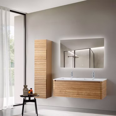 BELVIT VESTRA Waschtischunterschrank 120cm 1 Schublade Grifflos Softclose Nussbaum Multiplex Eschenfurnier