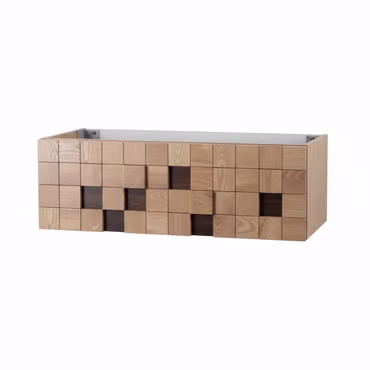 Waschbecken Set WONDA 120 cm Waschbecken mattweiß Becken links mit Unterschrank helle Eiche