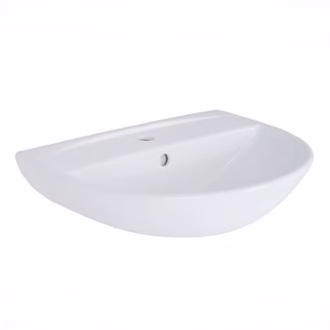 Waschbecken Komplettset Tulpe 50 cm mit Hansgrohe Armatur und Ablaufgarnitur und Belvit Vorwandelement Siphon Schell Eckventil