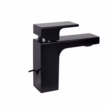 Hansgrohe Vernis Shape 100 Einhebel-Waschtischmischer Mattschwarz mit isolierter Wasserführung und Zugstangen-Ablaufgarnitur