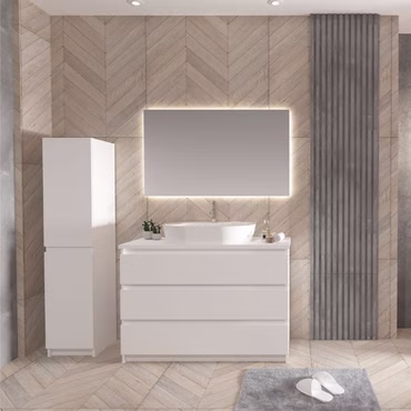 BELVIT Waschbeckenunterschrank Badezimmerschrank 3 Schubladen 120 cm Mattweiß MDF Softclose