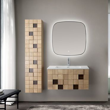 Waschbecken Wonda 80 cm Mattweiß mit Überlauf und Hahnloch schlankes Design Polyresin