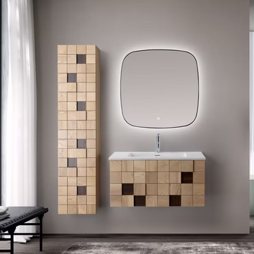 Waschbecken Wonda 80 cm Mattweiß mit Überlauf und Hahnloch schlankes Design Polyresin