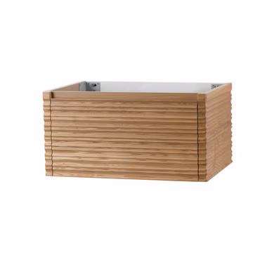 Waschbecken Set Wonda 80 cm mattweiß mit Kamelia Unterschrank Nussbaum Softclose grifflos