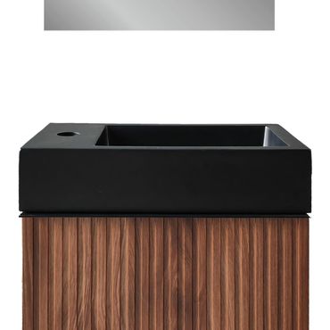 BELVIT Waschbecken Mattschwarz 40 cm ohne Überlauf reversibel