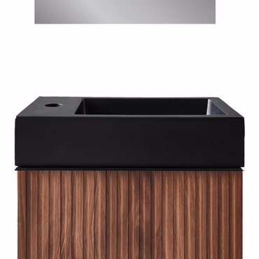 BELVIT Waschbecken Mattschwarz 40 cm ohne Überlauf reversibel