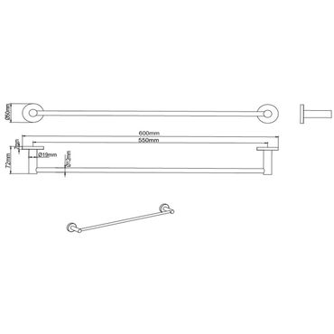 Belvit Handtuchhalter 60 cm Chrom aus Edelstahl 304 für Bad und Küche