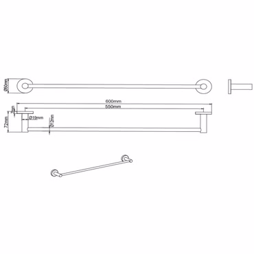 Belvit Handtuchhalter 60 cm Chrom aus Edelstahl 304 für Bad und Küche