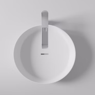 CREAVIT RUBY Aufsatzwaschbecken 40 cm Weiß Keramik ohne Überlauf und Hahnloch