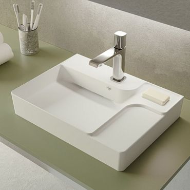 CREAVIT Ruby Aufsatzwaschbecken 60x45 cm Keramik Weiß Glänzend mit Hahnloch