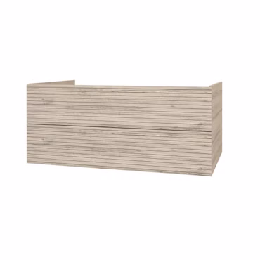 Belvit Elite Waschtischunterschrank 120 cm mit horizontalem Relief – 2 Schubladen – Soft Close – hängend – helles Holz