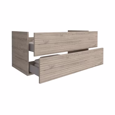 Belvit Elite Waschtischunterschrank 120 cm mit horizontalem Relief – 2 Schubladen – Soft Close – hängend – helles Holz