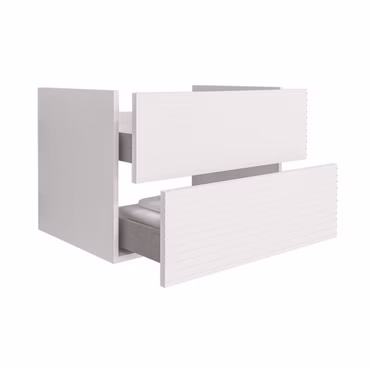 BELVIT ELARA Waschbeckenunterschrank 80 cm mattweiß mit 2 Schubladen Softclose MDF hängend