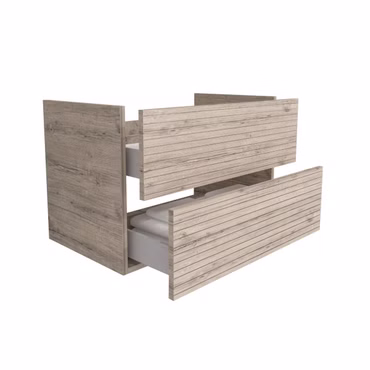 BELVIT ELARA Waschbeckenunterschrank 80 cm helles Holz mit 2 Schubladen Softclose MDF hängend