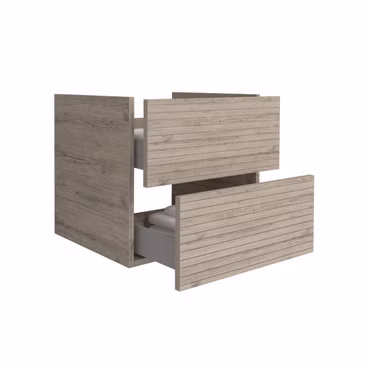 BELVIT ELARA Waschbeckenunterschrank 60 cm helles Holz mit 2 Schubladen Softclose MDF hängend