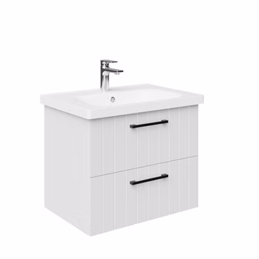 Creavit D10 Waschtischunterschrank 60cm weiß hängend 2 Schubladen MDF