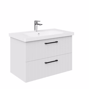 CREAVIT D10 Waschtischunterschrank 80cm - 2 Schubladen - MDF - Weiß - Hängend