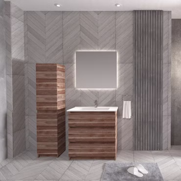 BELVIT Waschbeckenunterschrank Badezimmerschrank 3 Schubladen 80 cm Eichenoptik MDF Softclose